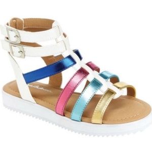 Hanna Andersson Girls Lena Gladiator Sandals Sz 2 Bright Metallic Multicolor